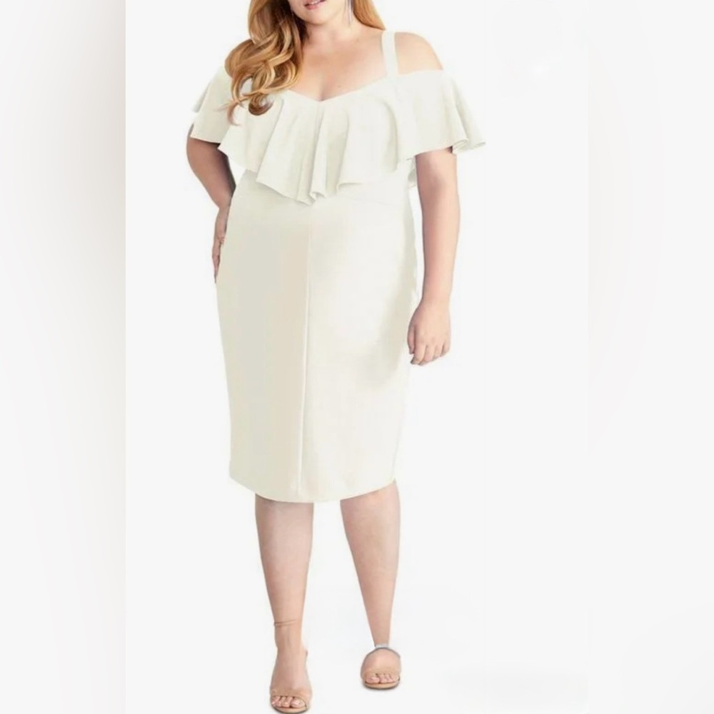 RACHEL Rachel Roy WHITE Off the Shoulder Ruffle Midi Dress 
Size XL